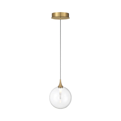 Iissa LED Pendant Light in Gold/Clear Glass.