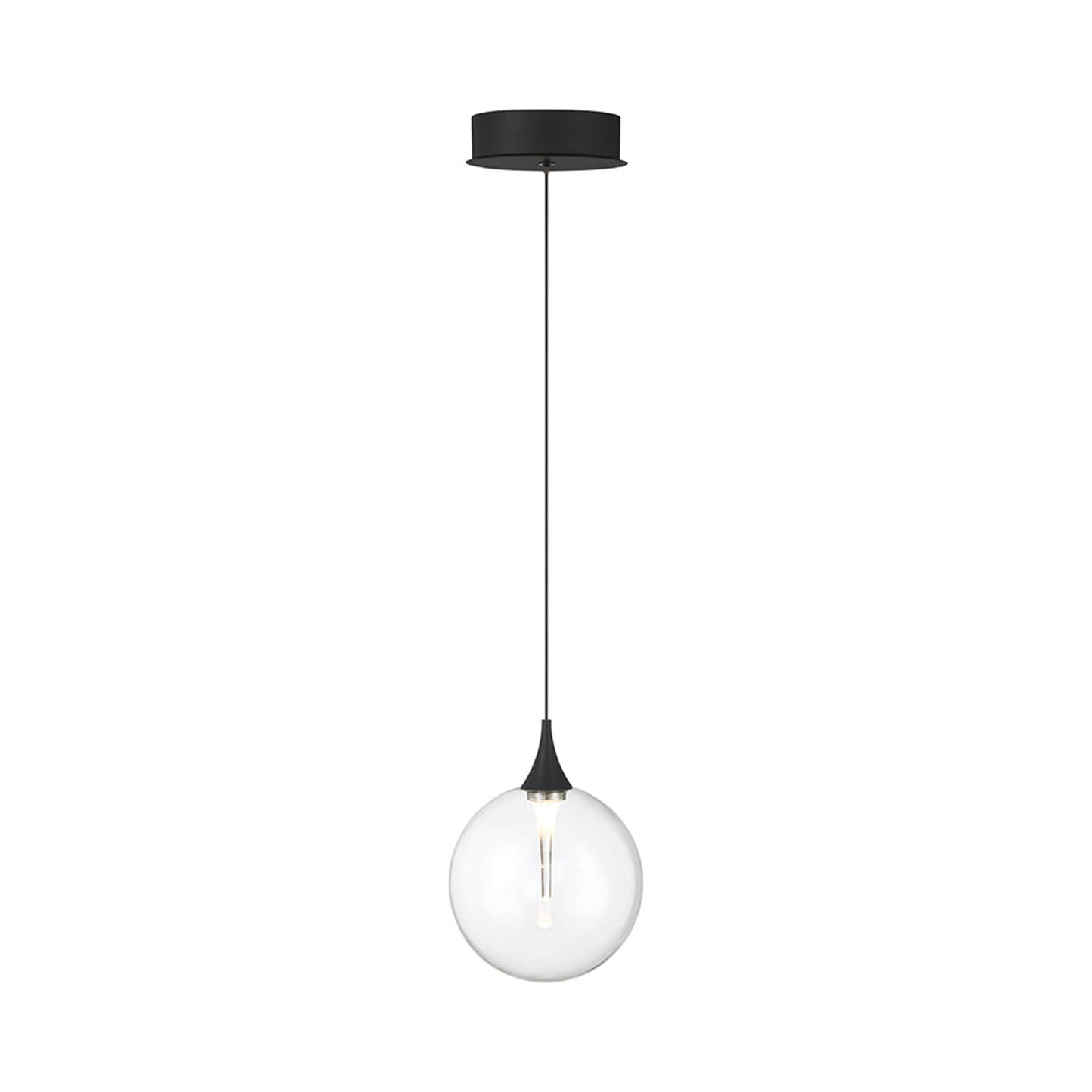 Iissa LED Pendant Light in Matte Black/Clear Glass.