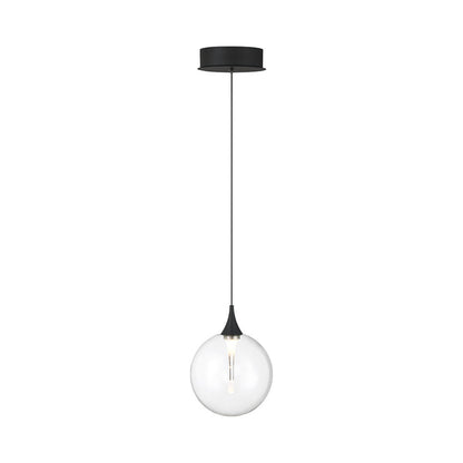 Iissa LED Pendant Light in Matte Black/Clear Glass.
