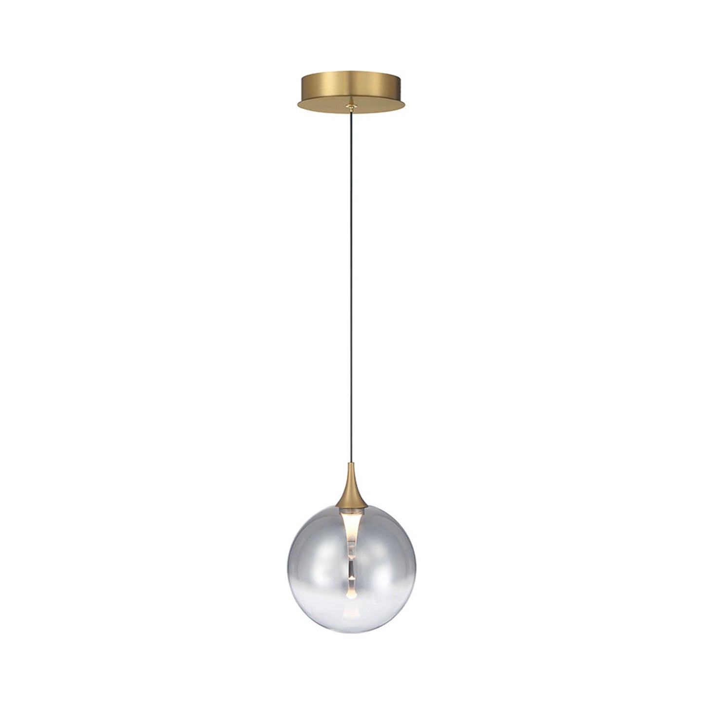 Iissa LED Pendant Light in Gold/Smoked Glass.