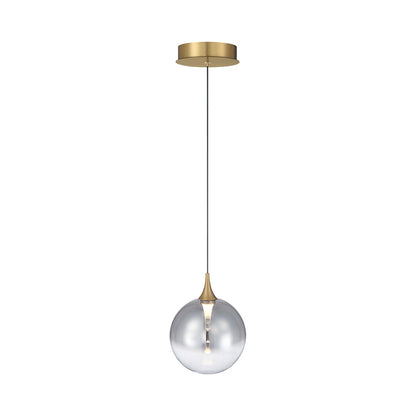Iissa LED Pendant Light in Gold/Smoked Glass.