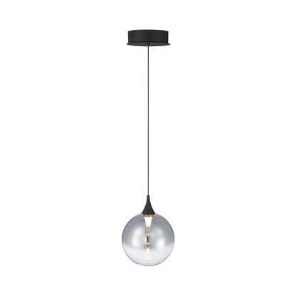 Iissa LED Pendant Light in Matte Black/Smoked Glass.