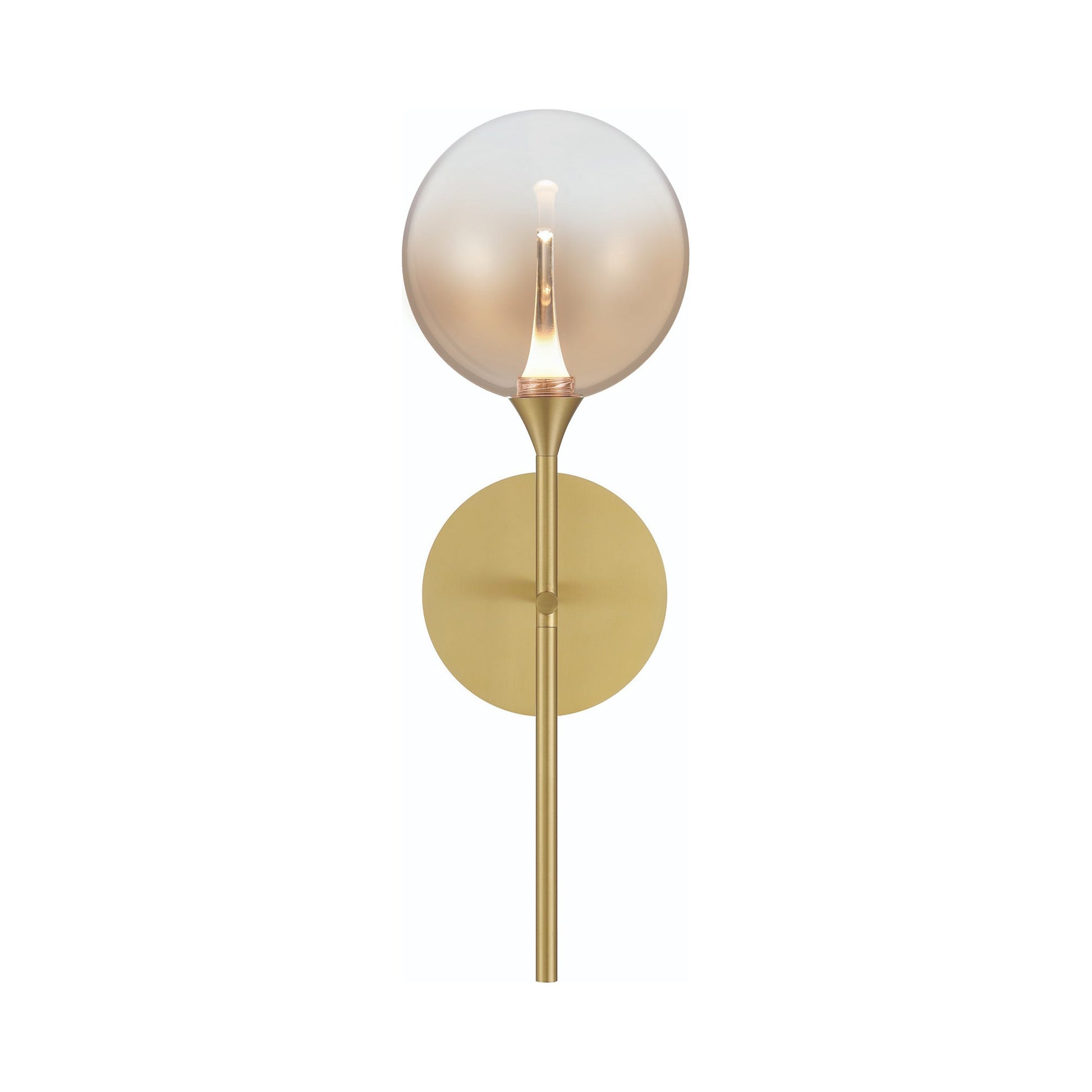 Iissa LED Wall Light in Gold/Amber Glass.