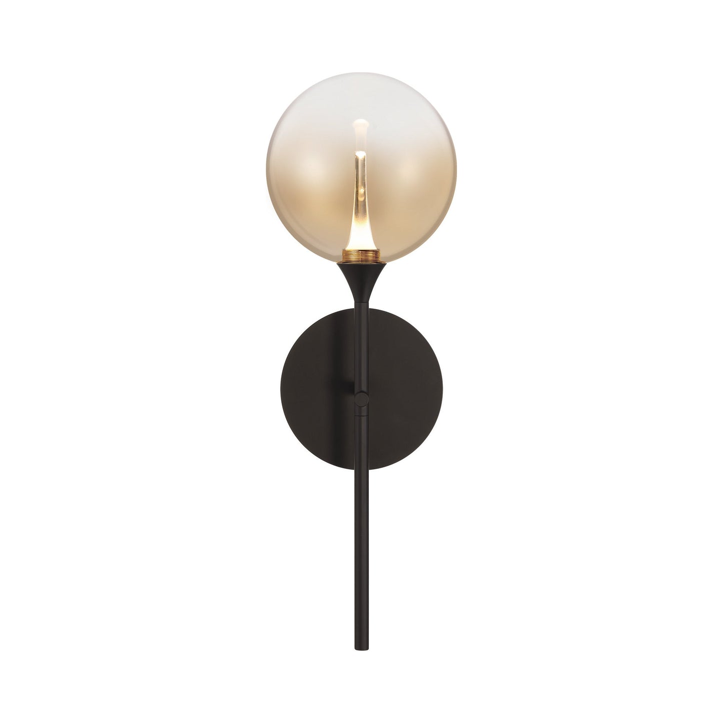Iissa LED Wall Light in Matte Black/Amber Glass.