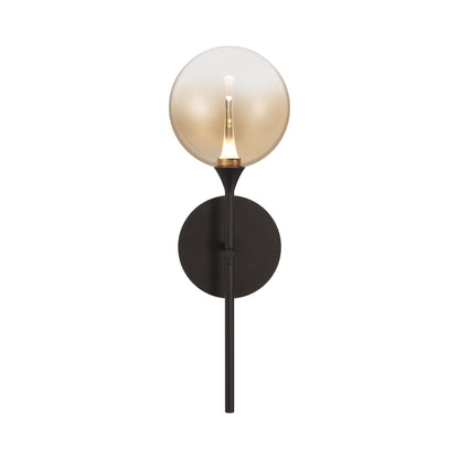 Iissa LED Wall Light in Matte Black/Amber Glass.