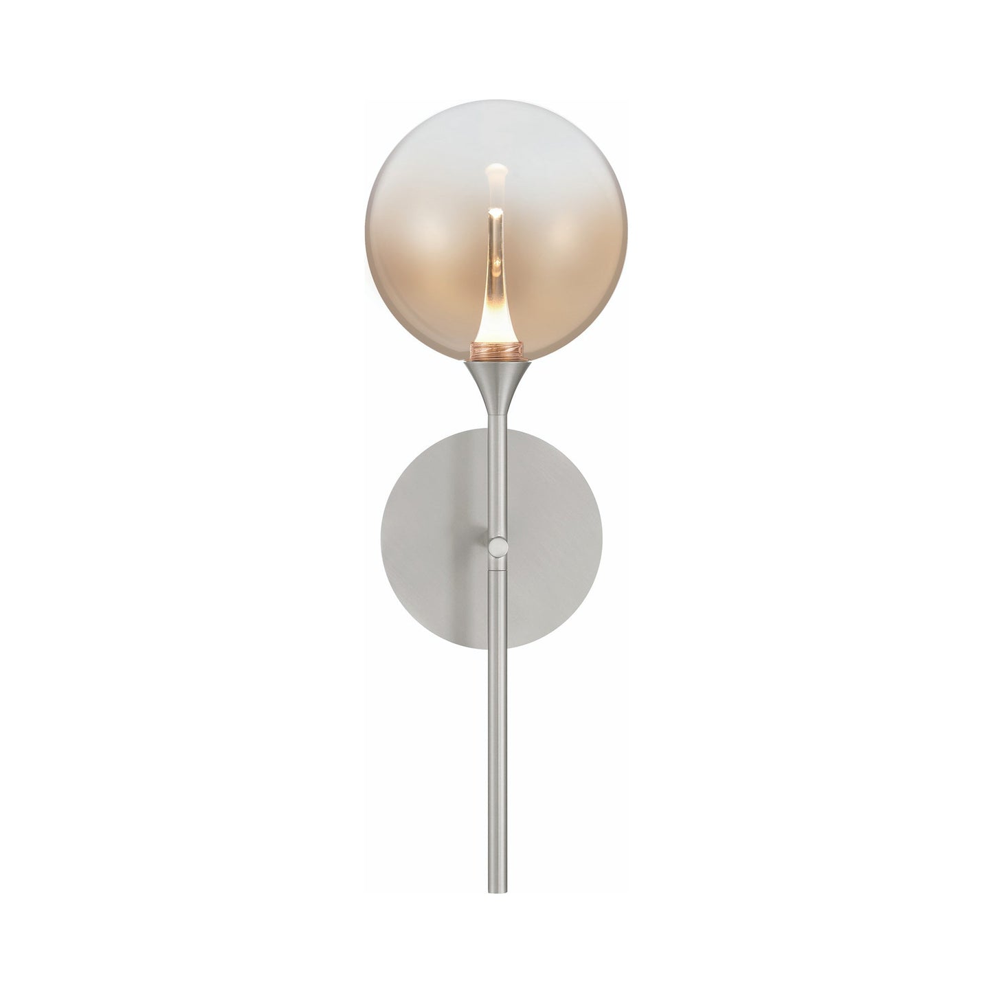 Iissa LED Wall Light in Satin Nickel/Amber Glass.