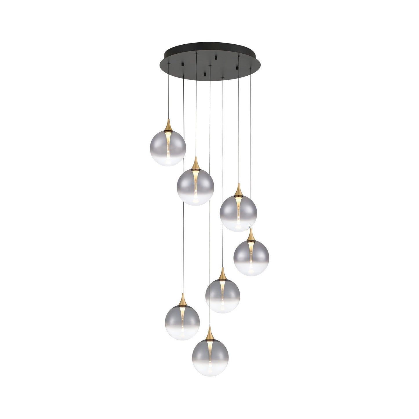 Iissa Round LED Chandelier in Gold/Smoked Glass.