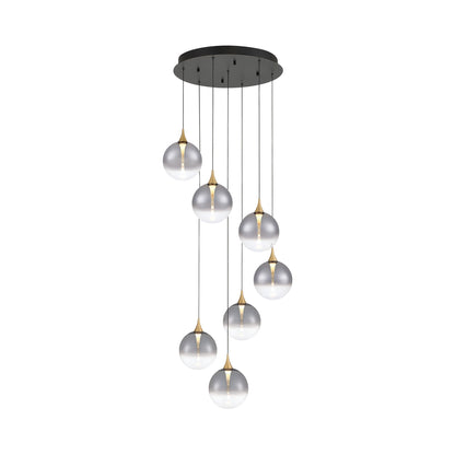 Iissa Round LED Chandelier in Gold/Smoked Glass.
