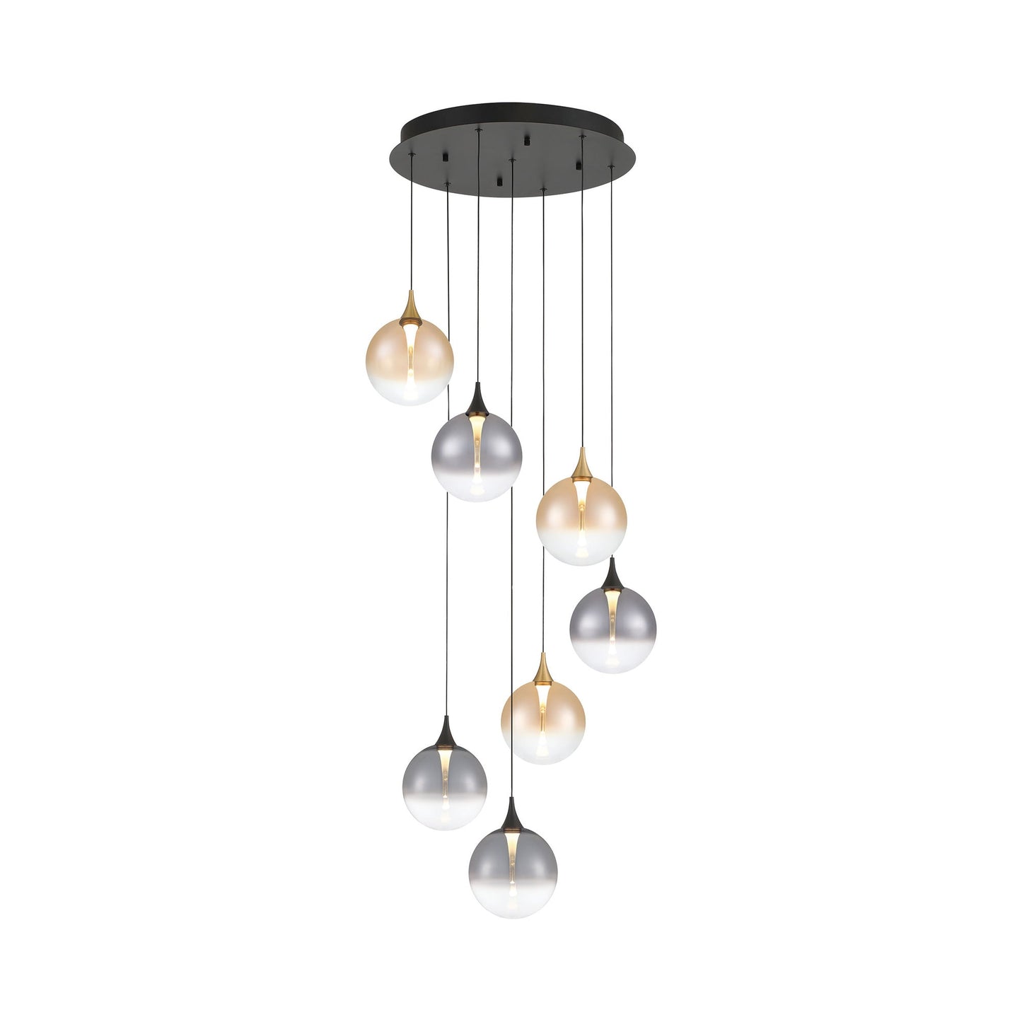 Iissa Round LED Chandelier in Gold/Black/Mixed Glass.