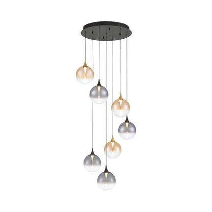 Iissa Round LED Chandelier in Gold/Black/Mixed Glass.
