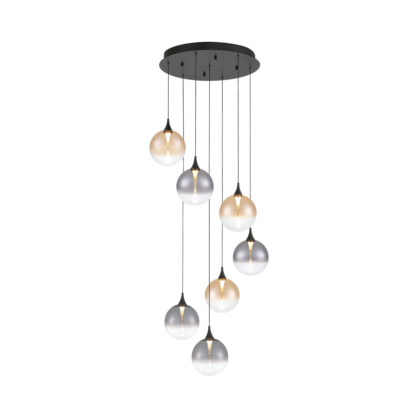 Iissa Round LED Chandelier in Matte Black/Mixed Glass.