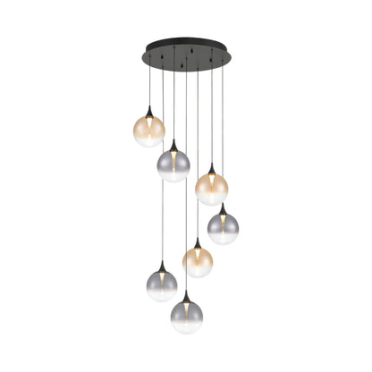 Iissa Round LED Chandelier in Matte Black/Mixed Glass.