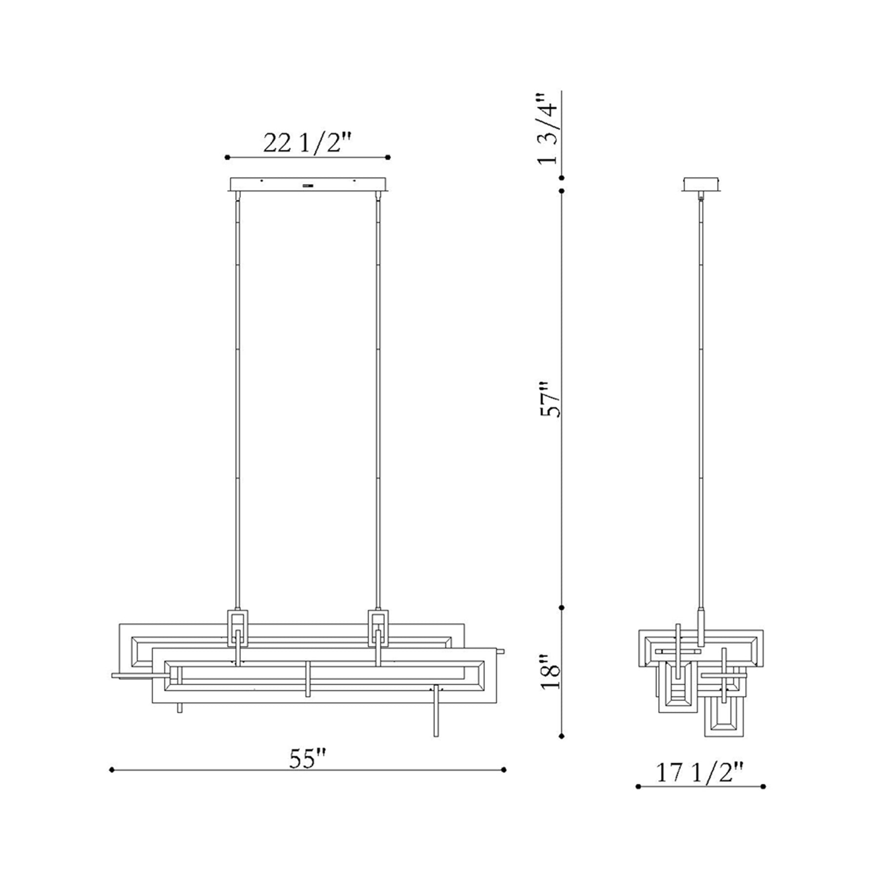 Inizio LED Linear Pendant Light - line drawing.