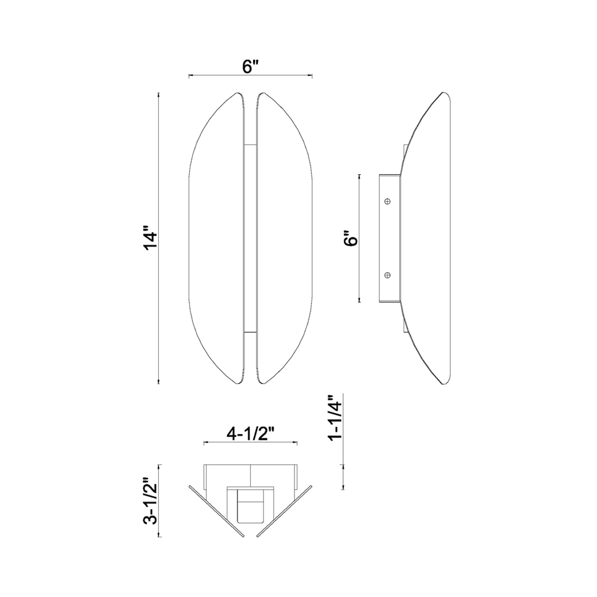 Inntra Outdoor LED Wall Light - line drawing.