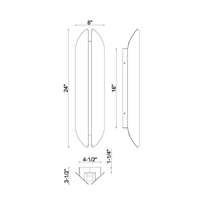 Inntra Outdoor LED Wall Light - line drawing.