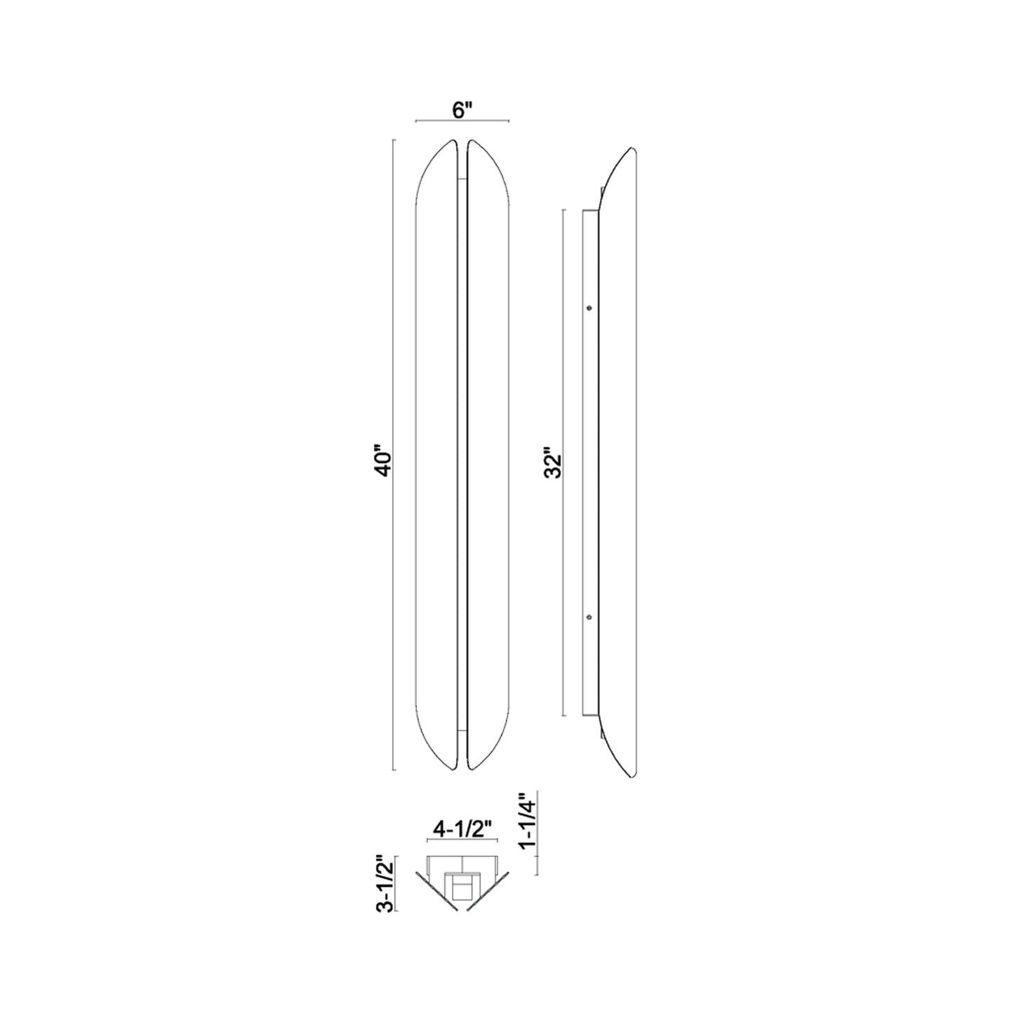 Inntra Outdoor LED Wall Light - line drawing.