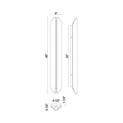 Inntra Outdoor LED Wall Light - line drawing.