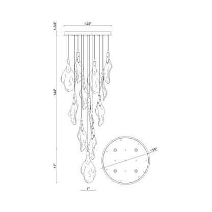 Jateo LED Chandelier - line drawing.