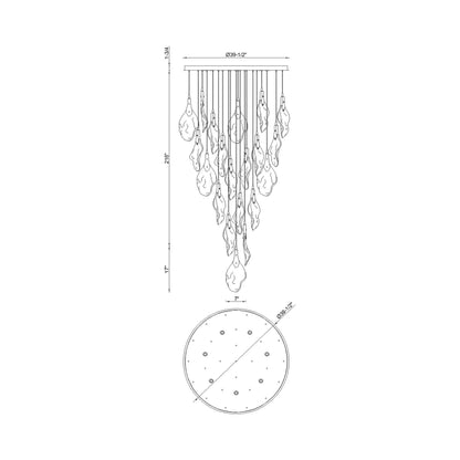 Jateo LED Chandelier - line drawing.