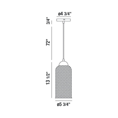 Kenmore LED Tall Pendant Light - line drawing.