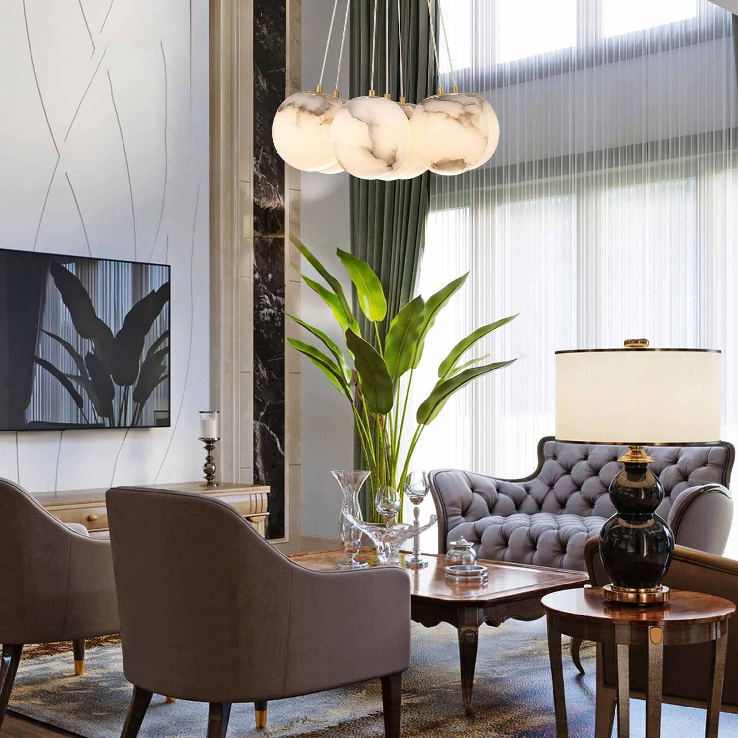 Kepler LED Pendant Light in living room.