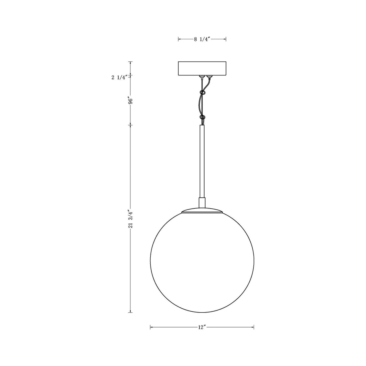Kepler LED Pendant Light - line drawing.