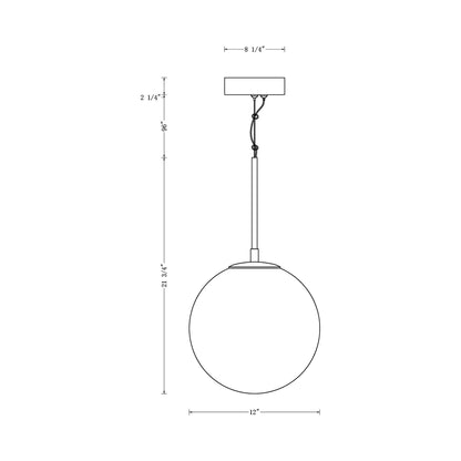 Kepler LED Pendant Light - line drawing.