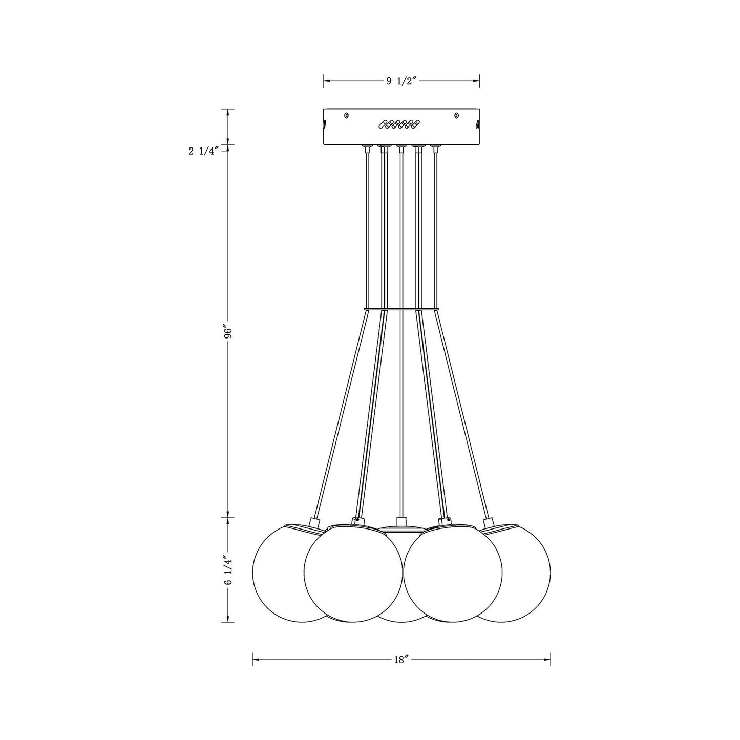 Kepler LED Pendant Light - line drawing.