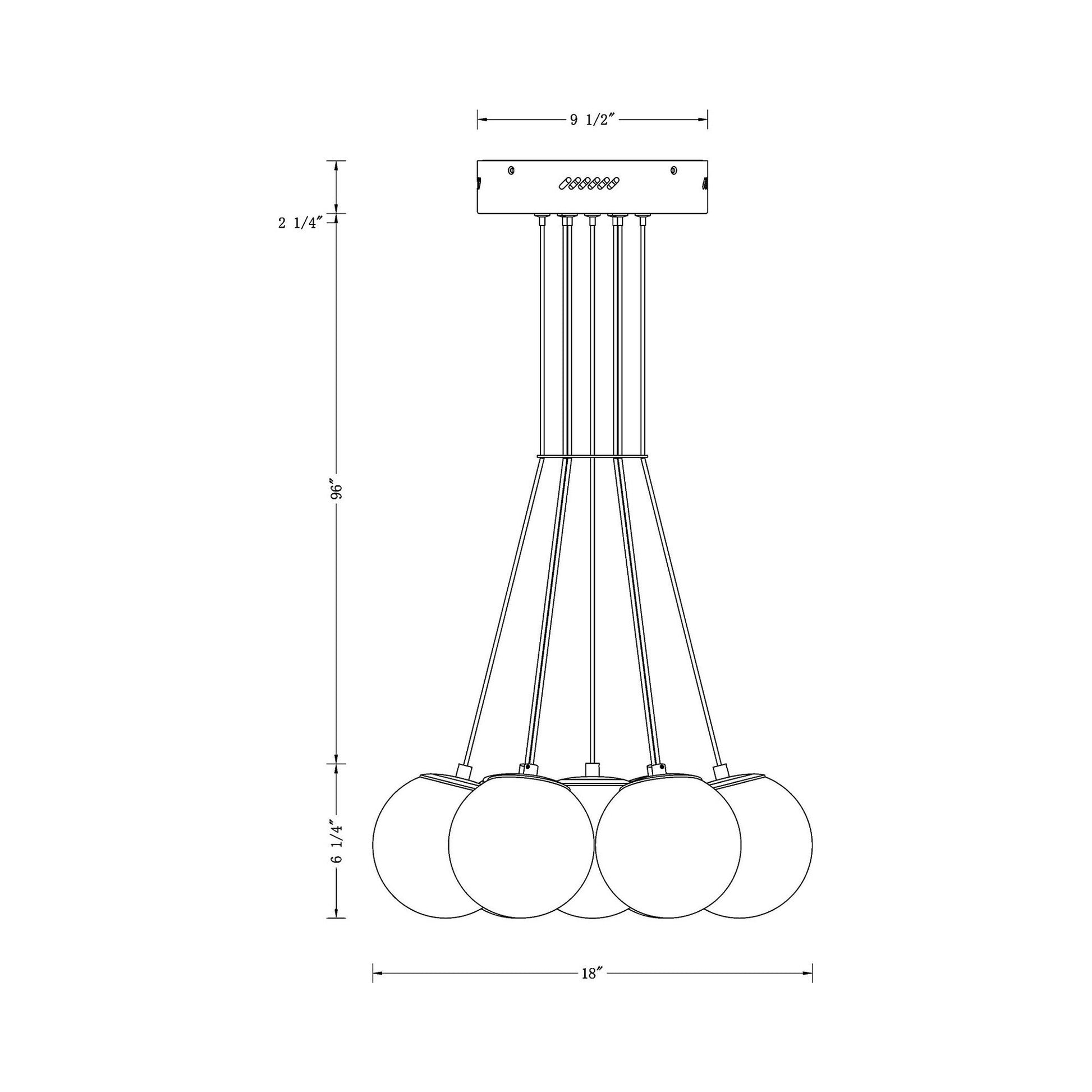 Kepler LED Pendant Light - line drawing.