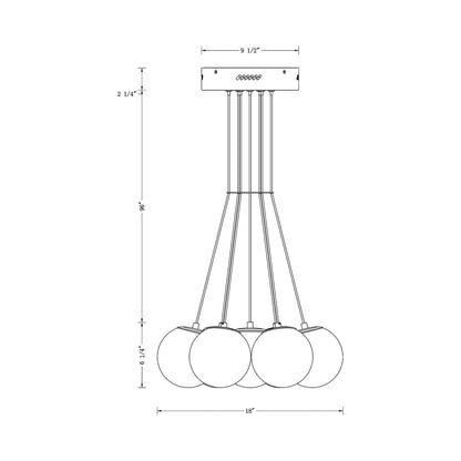 Kepler LED Pendant Light - line drawing.