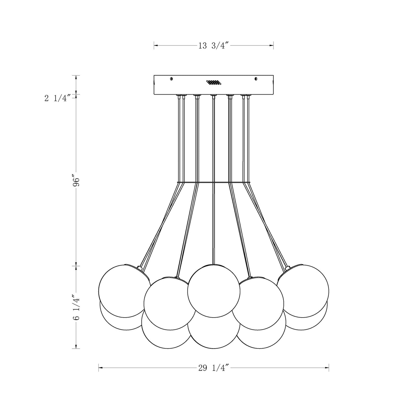 Kepler LED Pendant Light - line drawing.