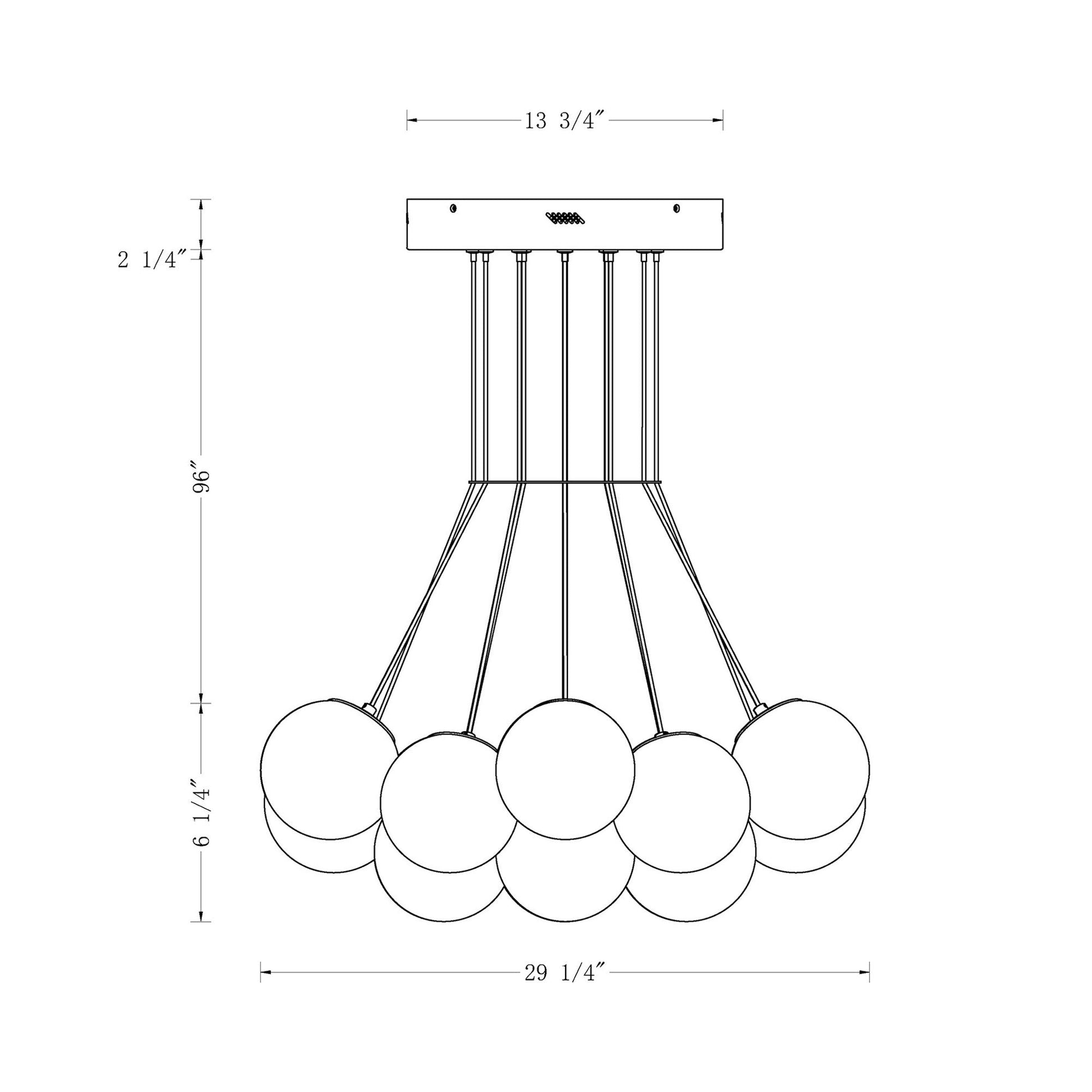 Kepler LED Pendant Light - line drawing.