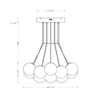 Kepler LED Pendant Light - line drawing.
