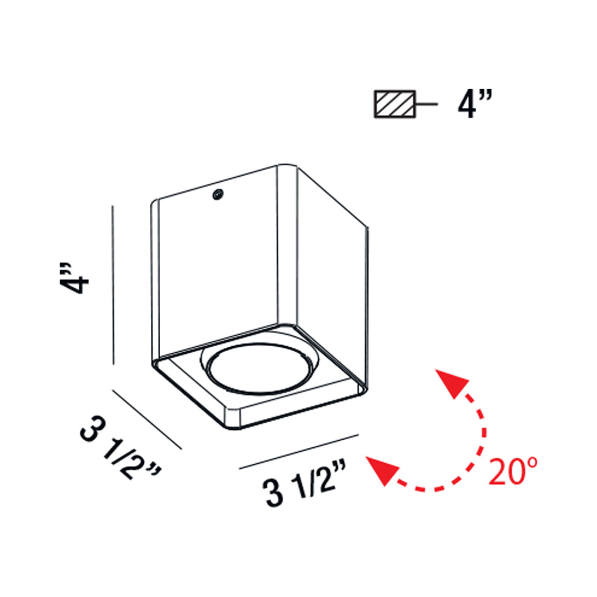 Kewb Outdoor LED Flush Mount Ceiling Light - line drawing.