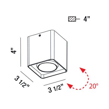 Kewb Outdoor LED Flush Mount Ceiling Light - line drawing.