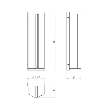 Langferd Outdoor LED Wall Light - line drawing.