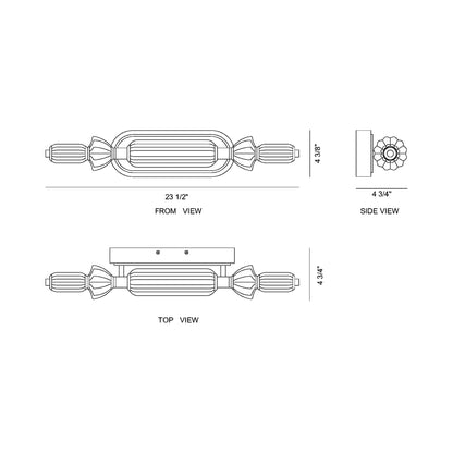 Lansdowne LED Bath Vanity Light - line drawing.