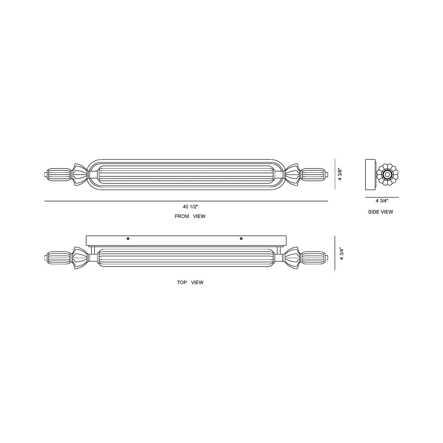 Lansdowne LED Bath Vanity Light - line drawing.