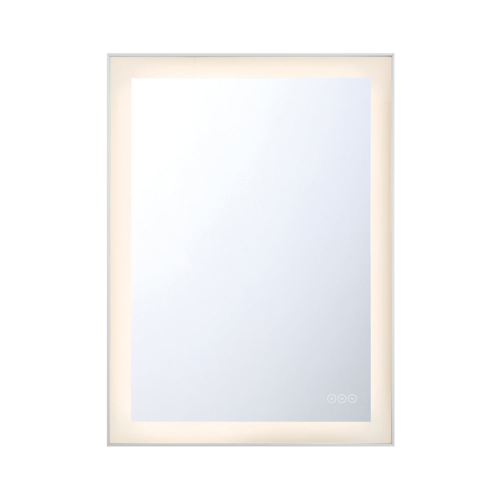 Lenora LED Wall Mirror in Silver (22-Inch).