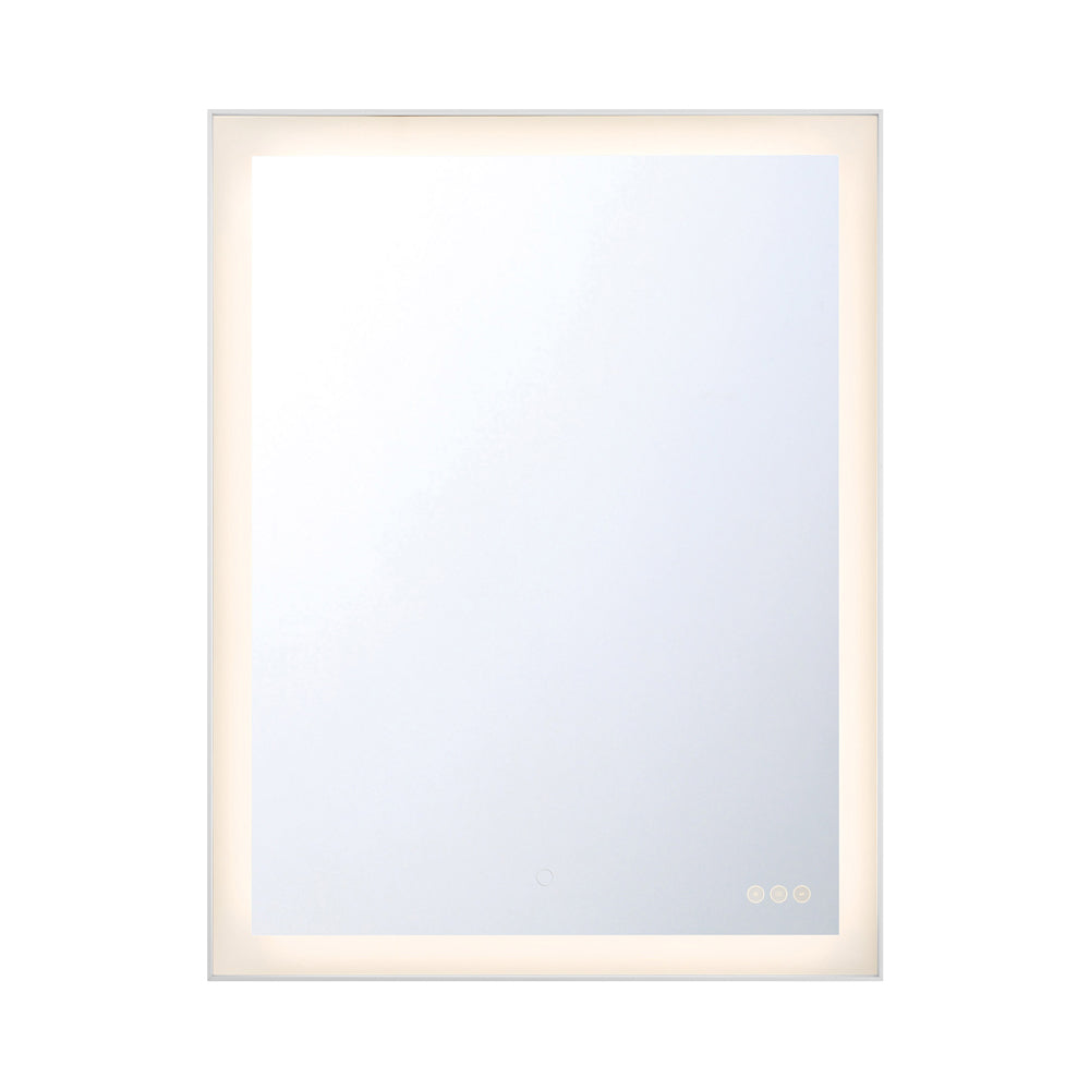 Lenora LED Wall Mirror in Silver (28-Inch).