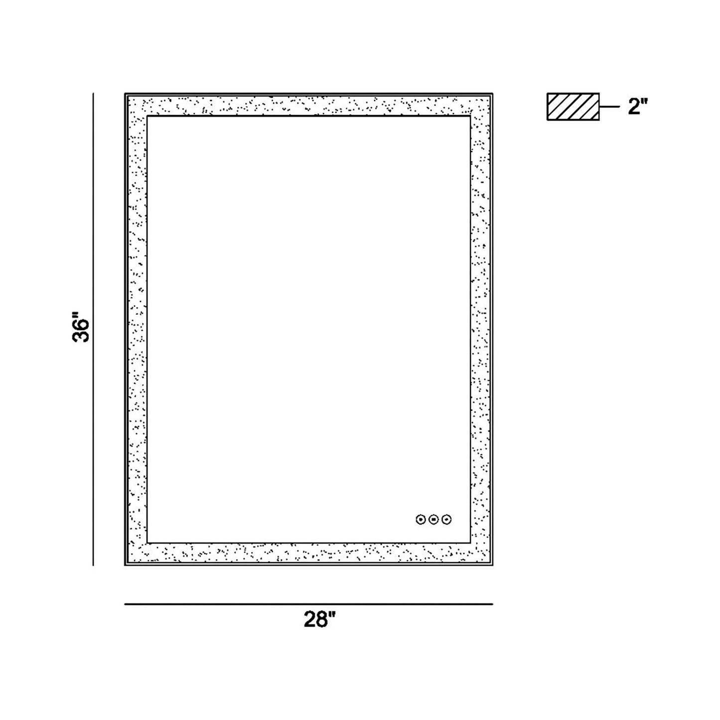 Lenora LED Wall Mirror - line drawing.