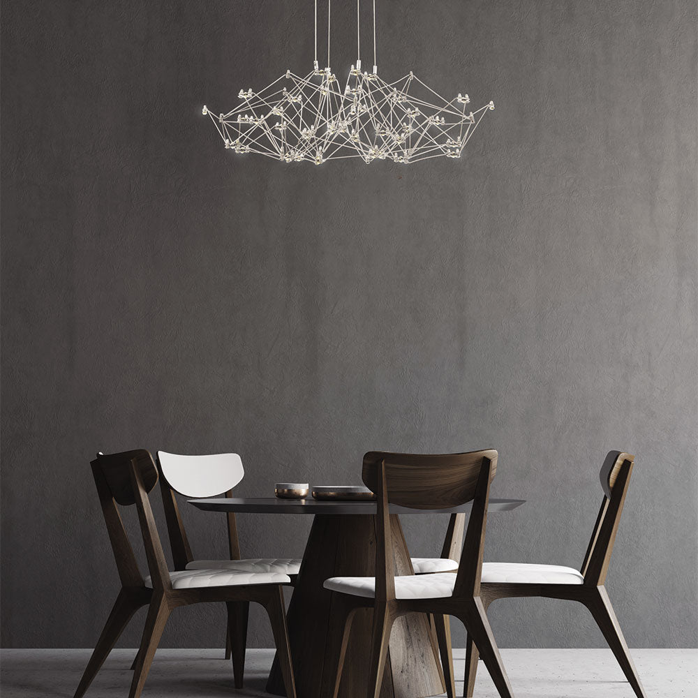 Leonardelli LED Chandelier in living room.