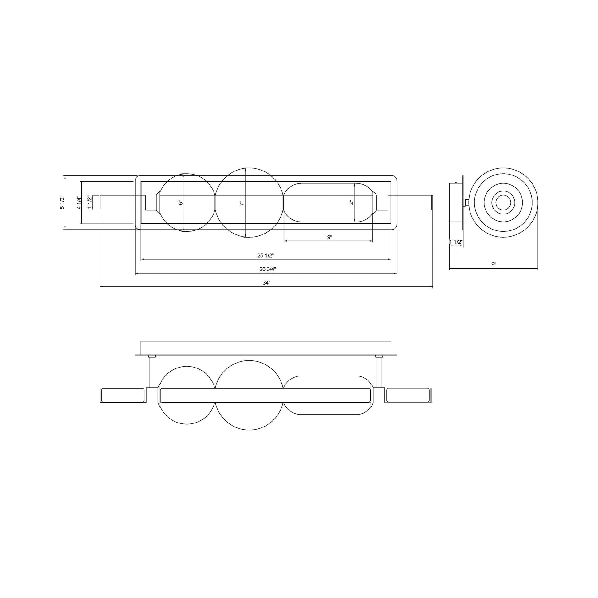 Lucent LED Bath Vanity Light - line drawing.
