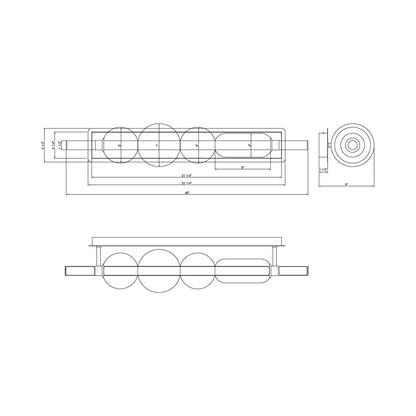 Lucent LED Bath Vanity Light - line drawing.