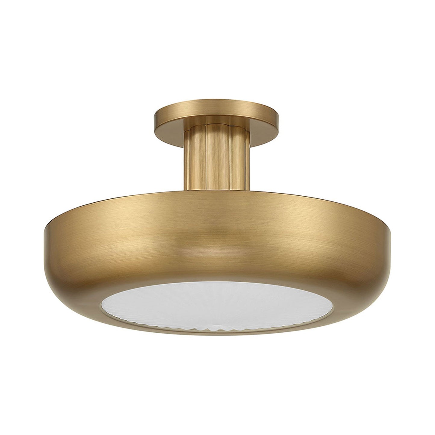 Macey LED Flush Mount Ceiling Light in Antique Brass (16-Inch).