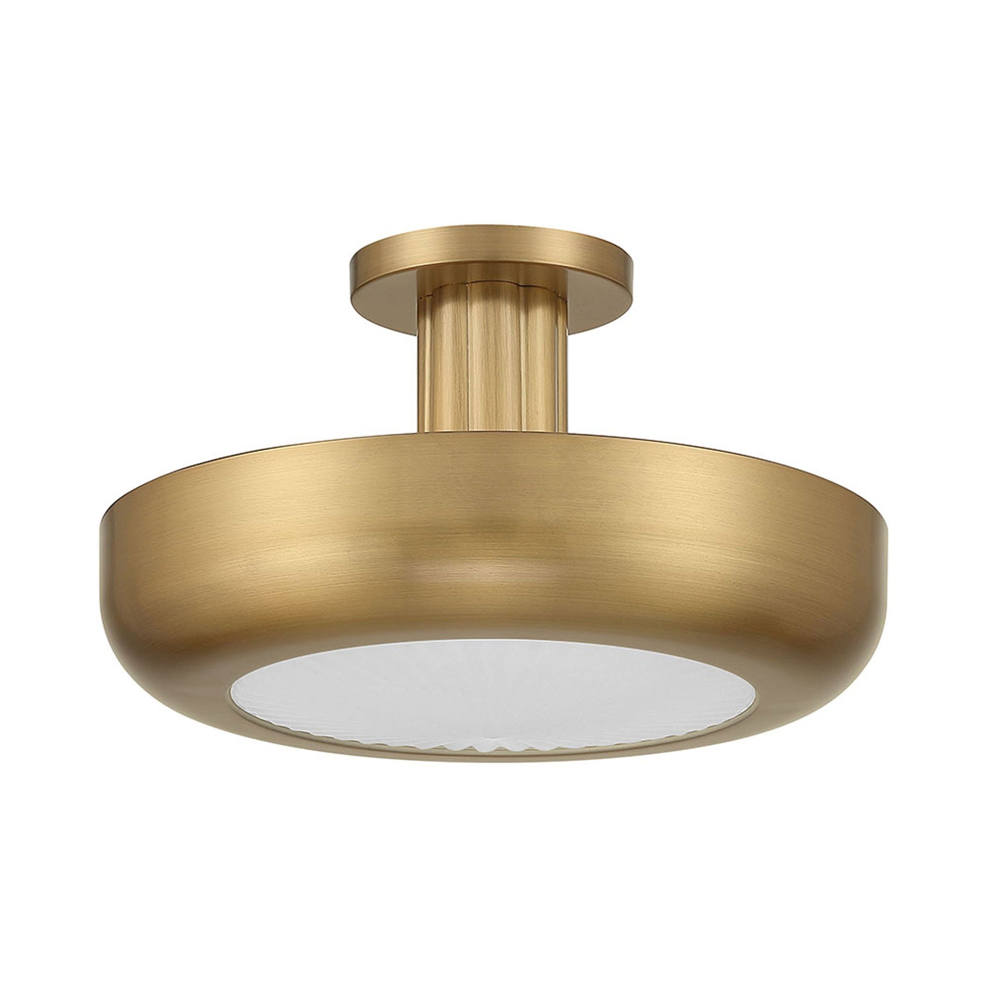Macey LED Flush Mount Ceiling Light in Antique Brass (16-Inch).