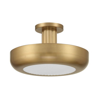Macey LED Flush Mount Ceiling Light in Antique Brass (16-Inch).