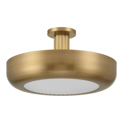 Macey LED Flush Mount Ceiling Light in Antique Brass (22.25-Inch).