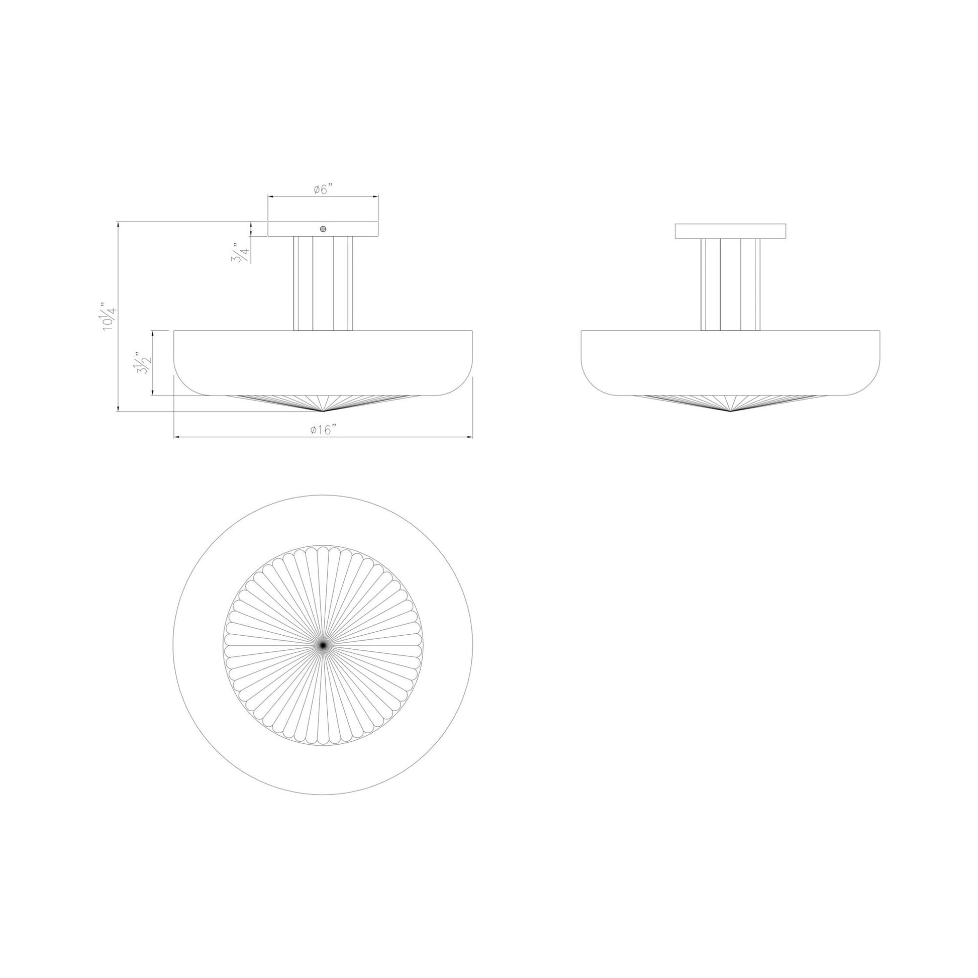 Macey LED Flush Mount Ceiling Light - line drawing.
