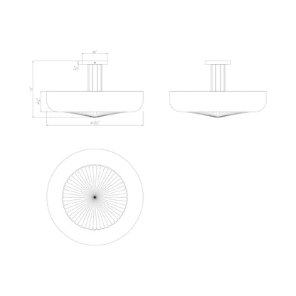 Macey LED Flush Mount Ceiling Light - line drawing.